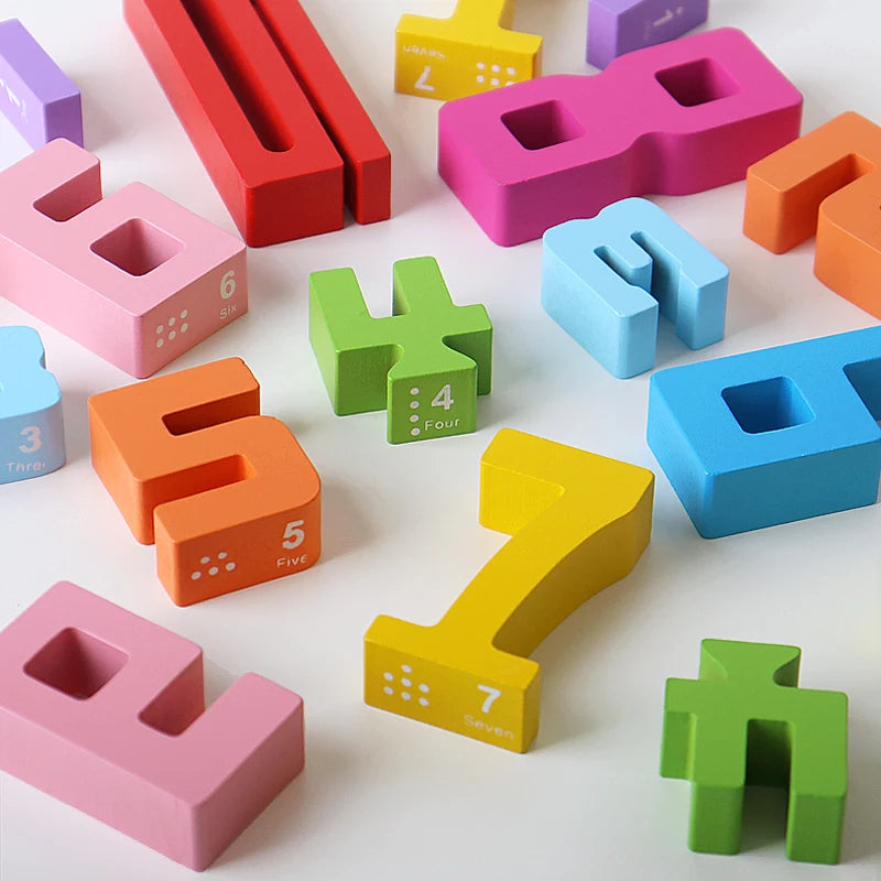 Mathematical Wooden Number Blocks – Montessori Stacking & Problem-Solving Toy for Early Learning - Home Fads 