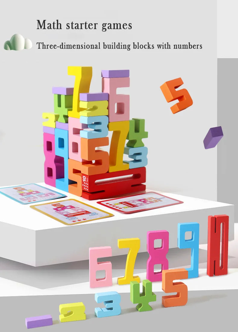 Mathematical Wooden Number Blocks – Montessori Stacking & Problem-Solving Toy for Early Learning - Home Fads 