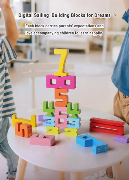 Mathematical Wooden Number Blocks – Montessori Stacking & Problem-Solving Toy for Early Learning - Home Fads 