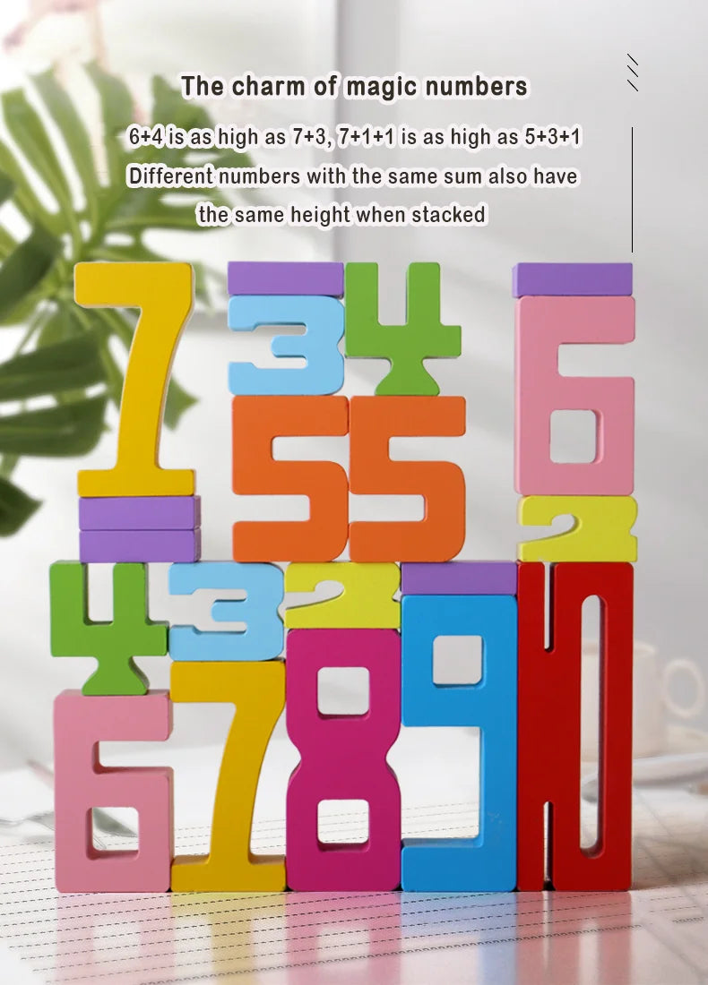 Mathematical Wooden Number Blocks – Montessori Stacking & Problem-Solving Toy for Early Learning - Home Fads 