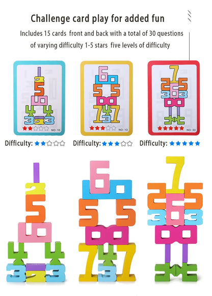 Mathematical Wooden Number Blocks – Montessori Stacking & Problem-Solving Toy for Early Learning - Home Fads 