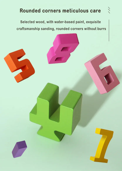 Mathematical Wooden Number Blocks – Montessori Stacking & Problem-Solving Toy for Early Learning - Home Fads 