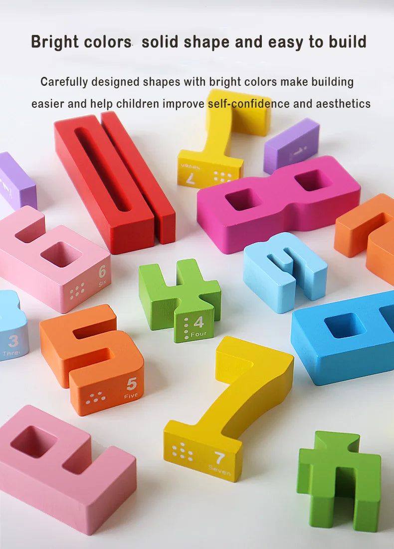 Mathematical Wooden Number Blocks – Montessori Stacking & Problem-Solving Toy for Early Learning - Home Fads 