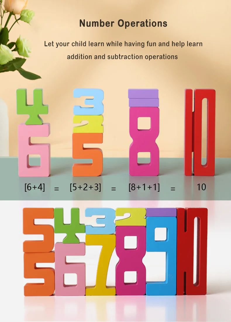 Mathematical Wooden Number Blocks – Montessori Stacking & Problem-Solving Toy for Early Learning - Home Fads 