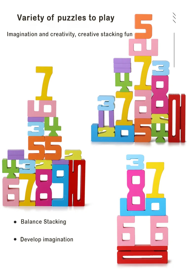 Mathematical Wooden Number Blocks – Montessori Stacking & Problem-Solving Toy for Early Learning - Home Fads 