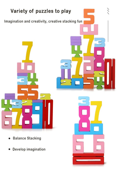Mathematical Wooden Number Blocks – Montessori Stacking & Problem-Solving Toy for Early Learning - Home Fads 