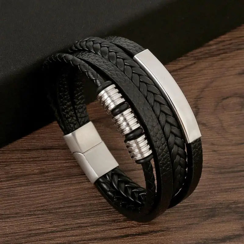 Exquisite Men's Leather Bracelet: Ideal Gift Choice - Handcrafted Multi-Layered Charm Accent - Collection 1 - Home Fads 