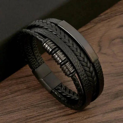 Exquisite Men's Leather Bracelet: Ideal Gift Choice - Handcrafted Multi-Layered Charm Accent - Collection 2 - Home Fads 