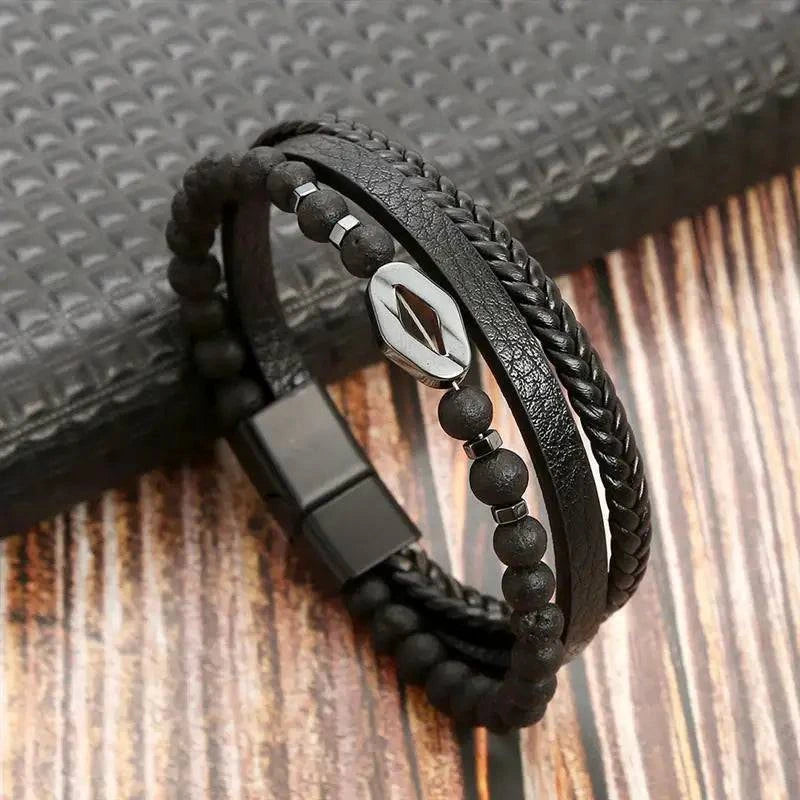 Exquisite Men's Leather Bracelet: Ideal Gift Choice - Handcrafted Multi-Layered Charm Accent - Collection 2 - Home Fads 