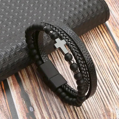 Exquisite Men's Leather Bracelet: Ideal Gift Choice - Handcrafted Multi-Layered Charm Accent - Collection 2 - Home Fads 