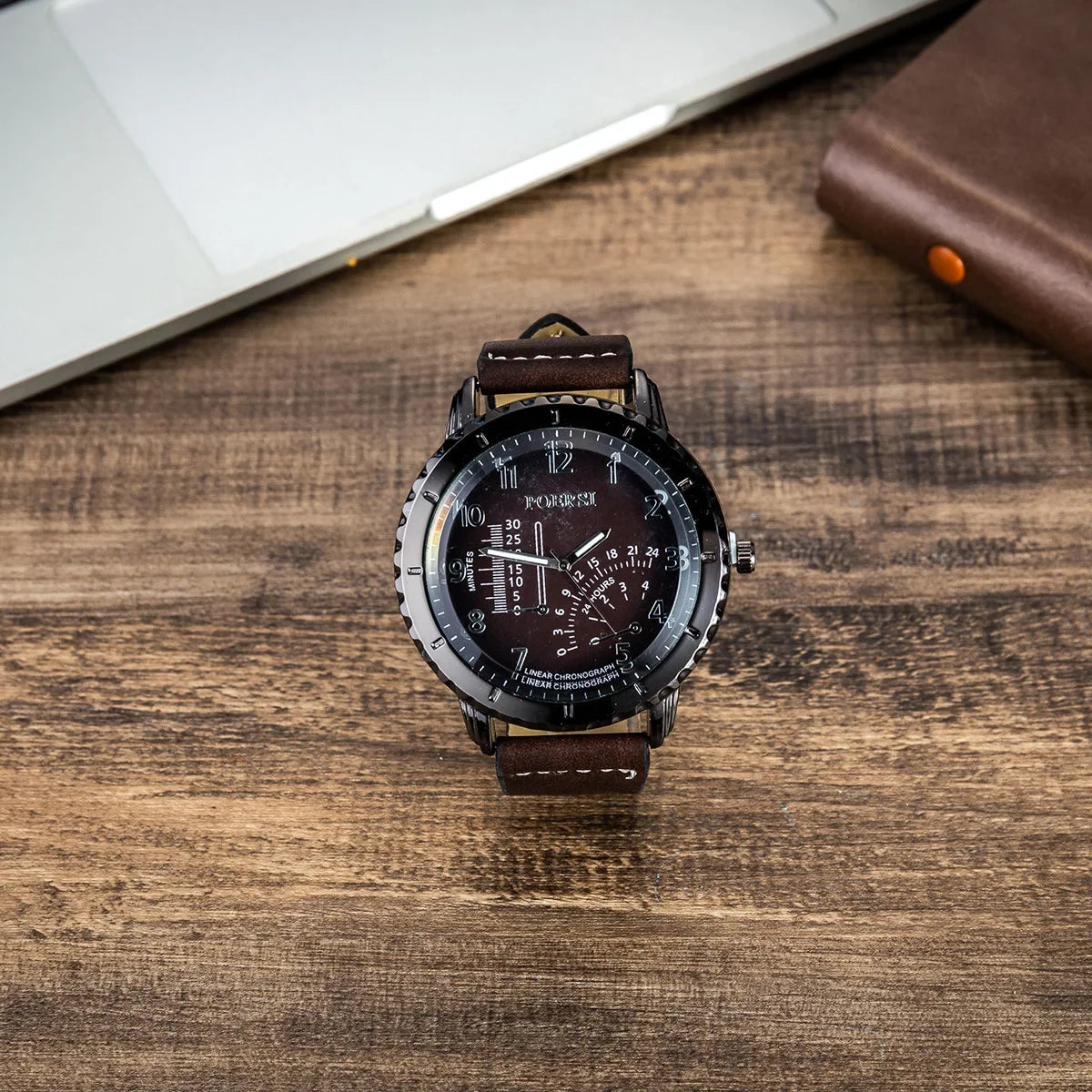 Men’s Quartz Watch 6-in-1 Gift Set – Large Dial, Leather Belt, Wallet, Glasses, Pen, and Keychain - Home Fads 