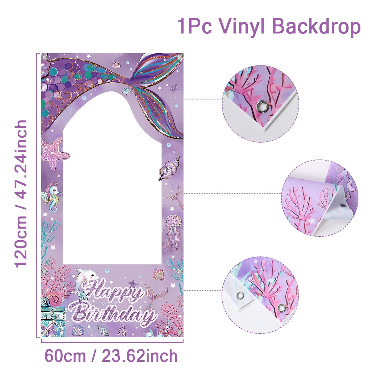 Mermaid Tail Photo Frame Backdrop – Under-the-Sea Photo Props for Birthday Party and Baby Shower Decoration - Home Fads 