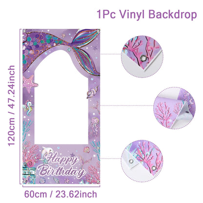 Mermaid Tail Photo Frame Backdrop – Under-the-Sea Photo Props for Birthday Party and Baby Shower Decoration - Home Fads 