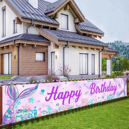 Mermaid-Themed Party Hanging Banner – Under the Sea Birthday and Baby Shower Decoration - Home Fads 