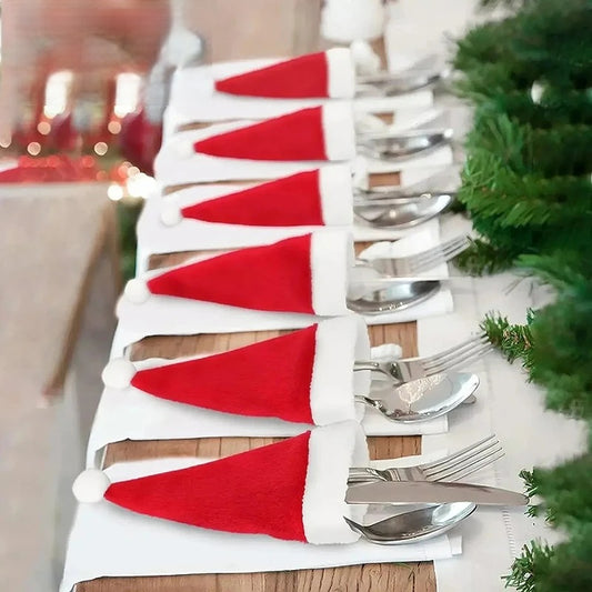 Mini porte-couverts en forme de chapeau de fête – Housses festives pour fourchettes, couteaux et cuillères – Paquets de 5, 10, 20, 30, 50 pour les fêtes et célébrations saisonnières