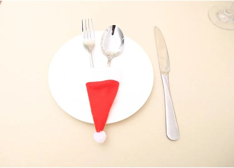 Mini Holiday Hat Cutlery Holders – Festive Covers for Forks, Knives & Spoons – Packs of 5, 10, 20, 30, 50 for Seasonal Parties & Celebrations