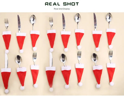 Mini Holiday Hat Cutlery Holders – Festive Covers for Forks, Knives & Spoons – Packs of 5, 10, 20, 30, 50 for Seasonal Parties & Celebrations - Home Fads 