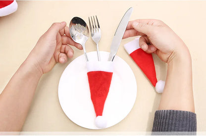 Mini Holiday Hat Cutlery Holders – Festive Covers for Forks, Knives & Spoons – Packs of 5, 10, 20, 30, 50 for Seasonal Parties & Celebrations - Home Fads 