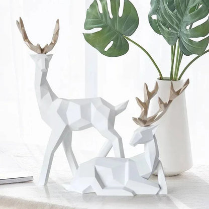 Modern 3D Deer Sculpture - 2 Pcs Elegant Table Decor for Home and Office - Home Fads 