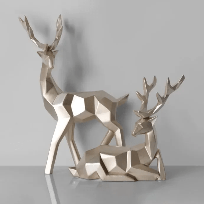 Modern 3D Deer Sculpture - 2 Pcs Elegant Table Decor for Home and Office - Home Fads 