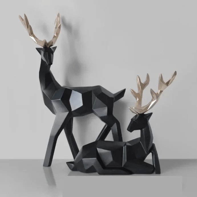 Modern 3D Deer Sculpture - 2 Pcs Elegant Table Decor for Home and Office - Home Fads 