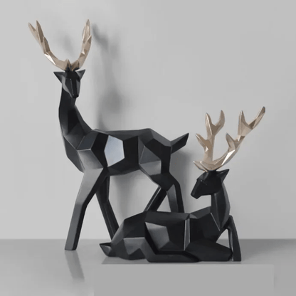 Modern 3D Deer Sculpture - 2 Pcs Elegant Table Decor for Home and Office - Home Fads 