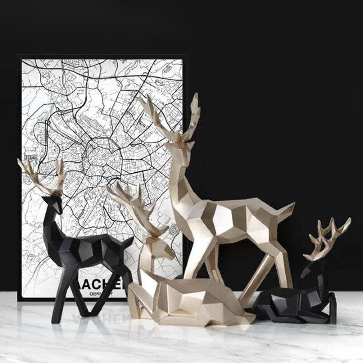 Modern 3D Deer Sculpture - 2 Pcs Elegant Table Decor for Home and Office - Home Fads 