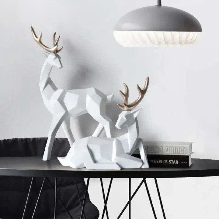 Modern 3D Deer Sculpture - 2 Pcs Elegant Table Decor for Home and Office - Home Fads 
