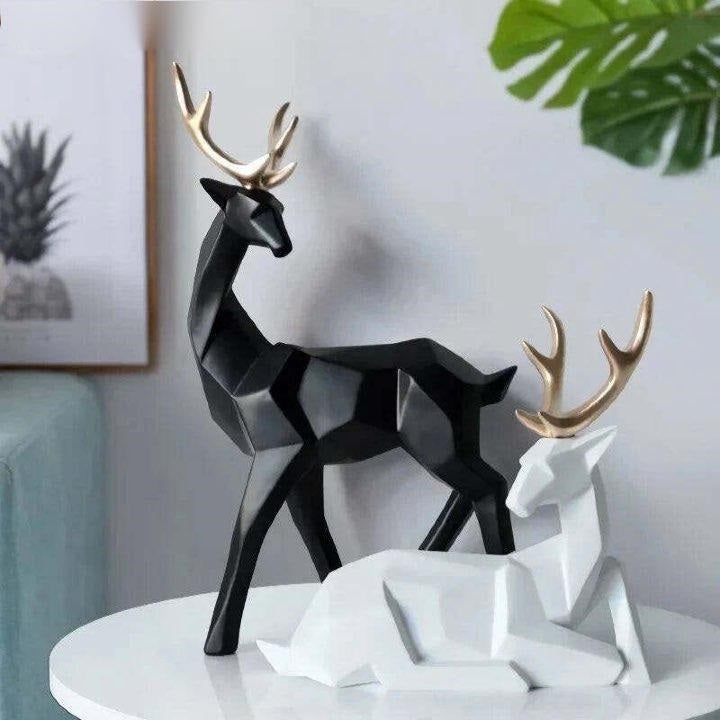 Modern 3D Deer Sculpture - 2 Pcs Elegant Table Decor for Home and Office - Home Fads 