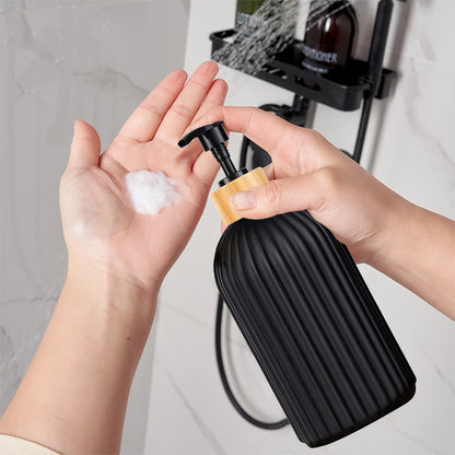 Modern Bathroom Countertop Organizer – Soap Dispenser, Cotton Storage & Toothbrush Holder - Home Fads 