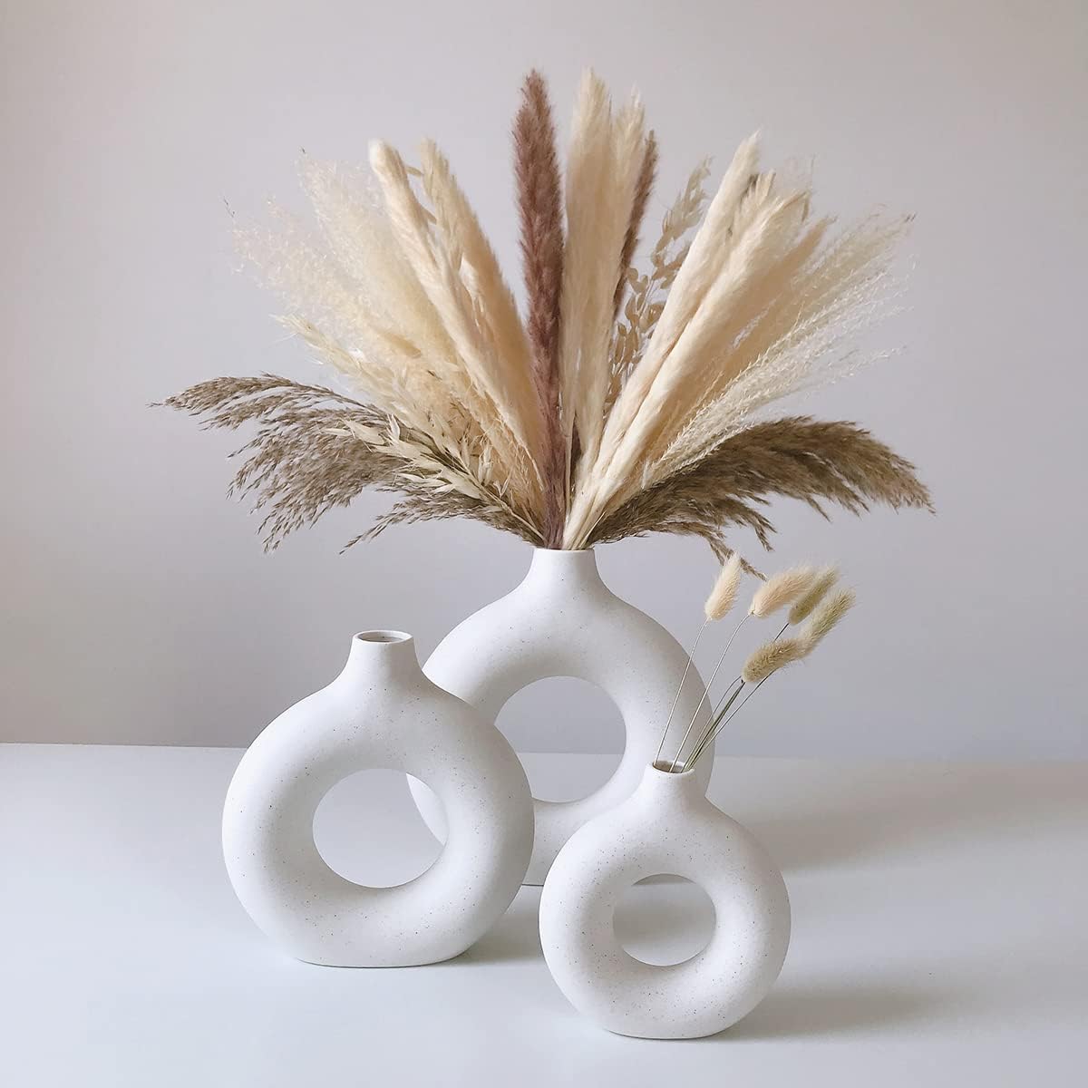 Modern Circular Hollow Ceramic Vase: Elegant Home and Office Decoration Piece - Home Fads 