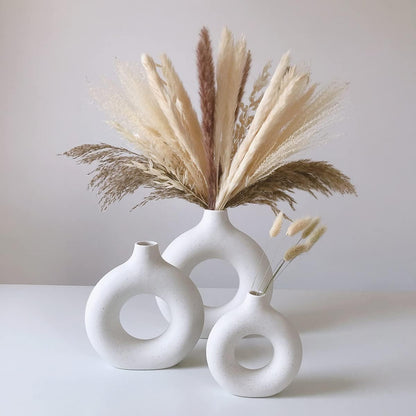 Modern Circular Hollow Ceramic Vase: Elegant Home and Office Decoration Piece - Home Fads 