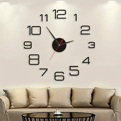 Modern Large Wall Clock - 3D DIY Quartz Acrylic Mirror Stickers - 48 Inch - Home Fads 