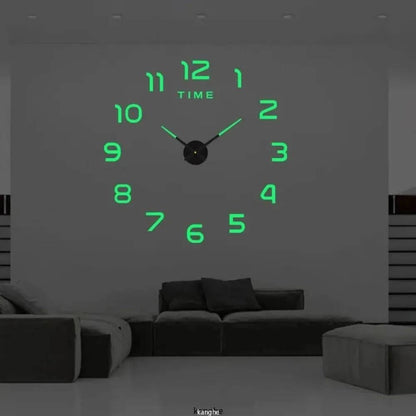 Modern Large Wall Clock - 3D DIY Quartz Acrylic Mirror Stickers - 48 Inch - Home Fads 