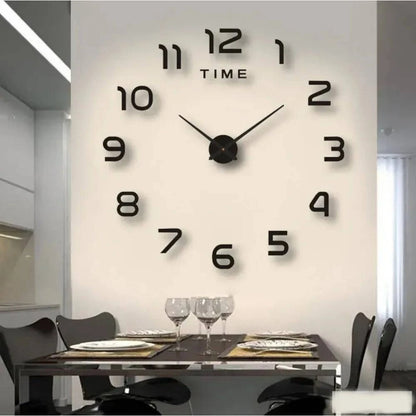 Modern Large Wall Clock - 3D DIY Quartz Acrylic Mirror Stickers - 48 Inch - Home Fads 