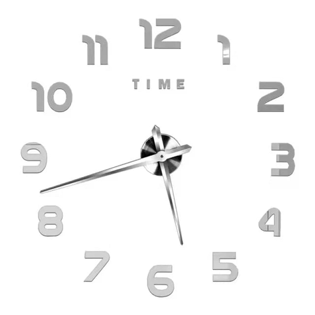 Modern Large Wall Clock - 3D DIY Quartz Acrylic Mirror Stickers - 48 Inch - Home Fads 