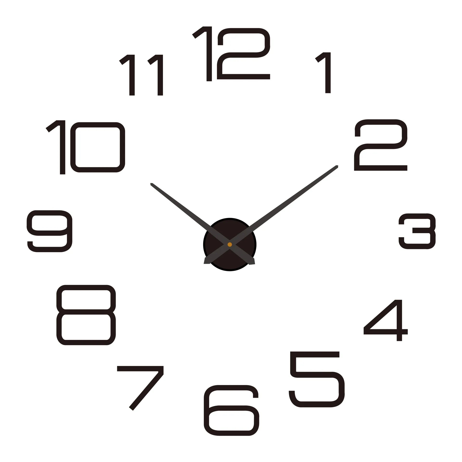 Modern Large Wall Clock - 3D DIY Quartz Acrylic Mirror Stickers - 48 Inch - Home Fads 
