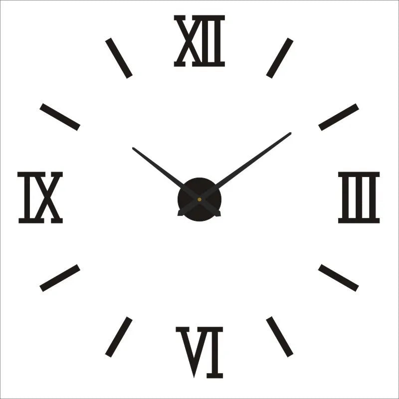 Modern Large Wall Clock - 3D DIY Quartz Acrylic Mirror Stickers - 48 Inch - Home Fads 