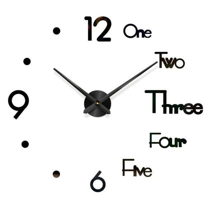 Modern Large Wall Clock - 3D DIY Quartz Acrylic Mirror Stickers - 48 Inch - Home Fads 