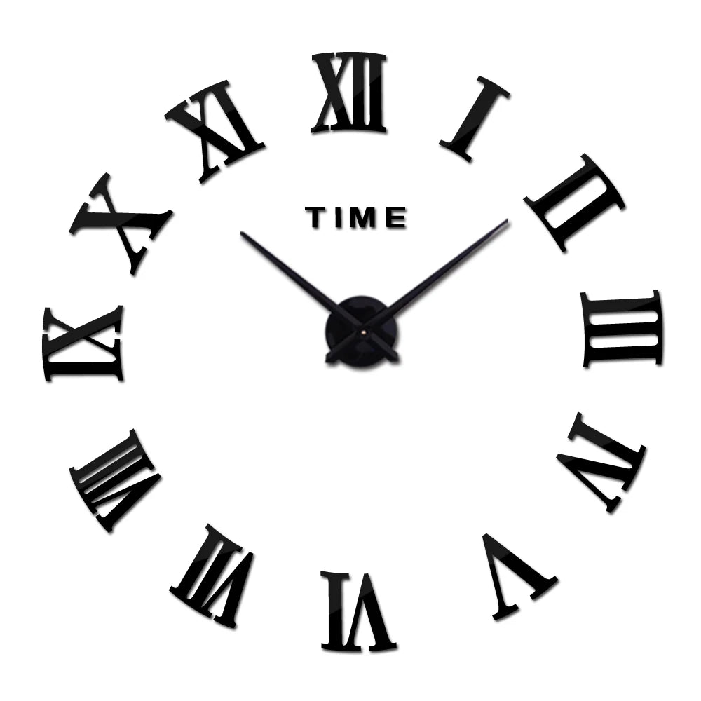 Modern Large Wall Clock - 3D DIY Quartz Acrylic Mirror Stickers - 48 Inch - Home Fads 