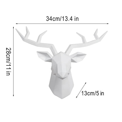 Modern Resin Deer Head Wall Sculpture – Decorative Elk Antler Statue for Living Room, Office, or Entryway - Home Fads 
