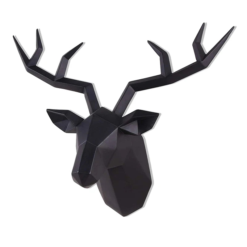 Modern Resin Deer Head Wall Sculpture – Decorative Elk Antler Statue for Living Room, Office, or Entryway - Home Fads 