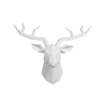 Modern Resin Deer Head Wall Sculpture – Decorative Elk Antler Statue for Living Room, Office, or Entryway - Home Fads 