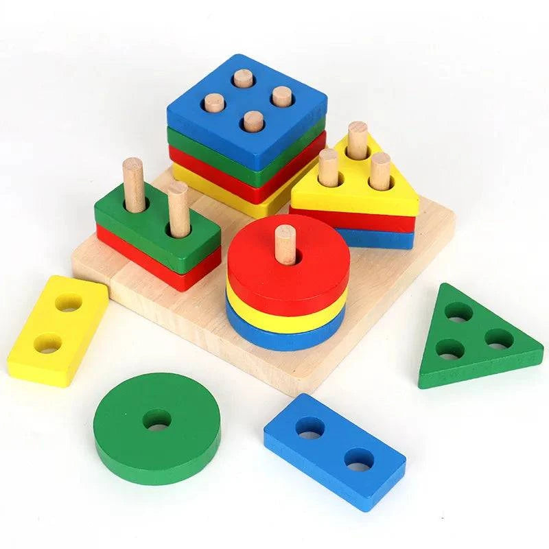 Montessori Educational Wooden Shape Sorting & Stacking Toys for Toddlers - Home Fads 