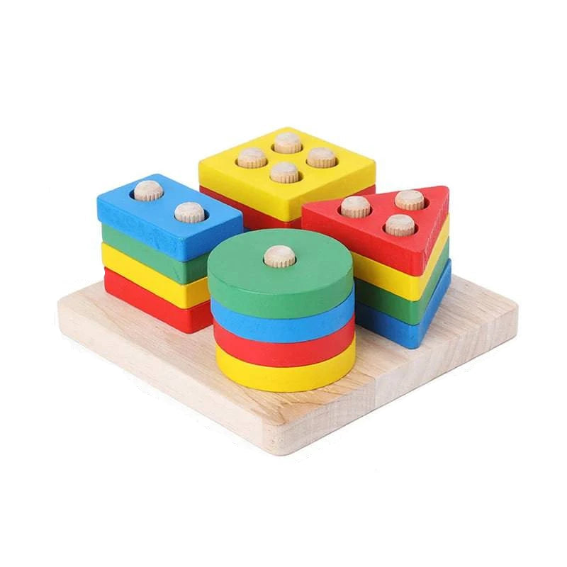 Montessori Educational Wooden Shape Sorting & Stacking Toys for Toddlers - Home Fads 