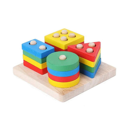 Montessori Educational Wooden Shape Sorting & Stacking Toys for Toddlers - Home Fads 