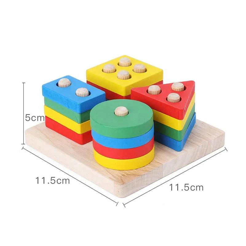 Montessori Educational Wooden Shape Sorting & Stacking Toys for Toddlers - Home Fads 