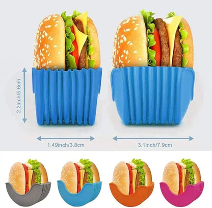 Neat Burger Eating Solution - Mess-Free Reusable Silicone Burger Holder Stand - Home Fads 