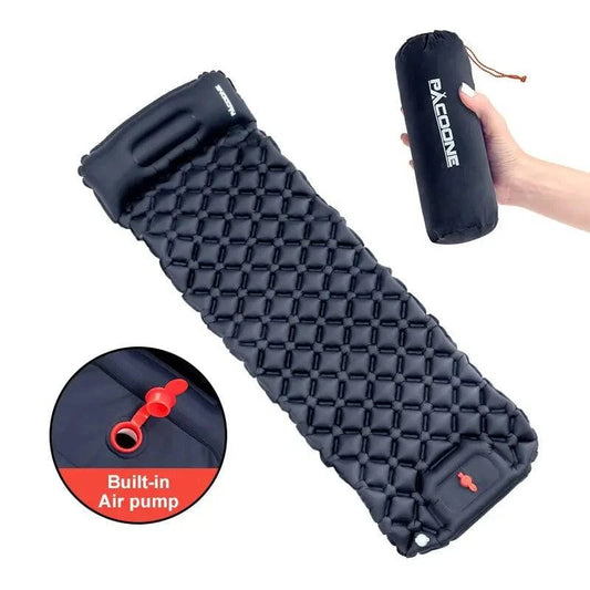 Outdoor Camping Inflatable Mattress with Built-In Pump - Ultralight Air Mat with Pillows - Home Fads 