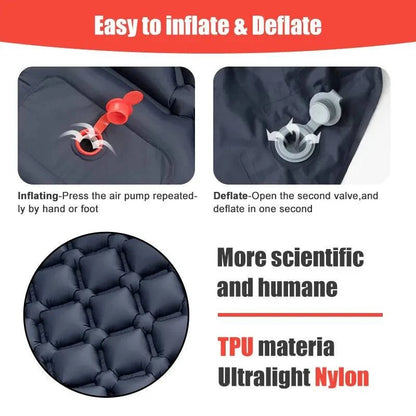 Outdoor Camping Inflatable Mattress with Built-In Pump - Ultralight Air Mat with Pillows - Home Fads 